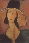 Amedeo Modigliani Portrait of Jeanne hebuterne iwth large hat china oil painting artist